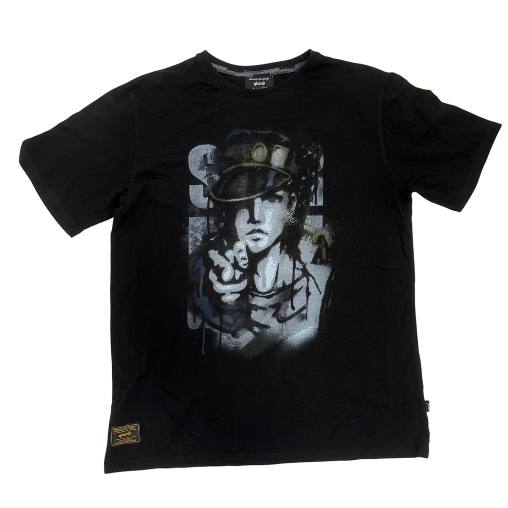 Glamb x JoJo Bizarre Adventure Jotaro Kujo Black Graphic T-Shirt Mens Size L